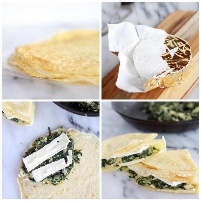 crêpe salé - Recette Crêpe Épinards Artichaut Brie
